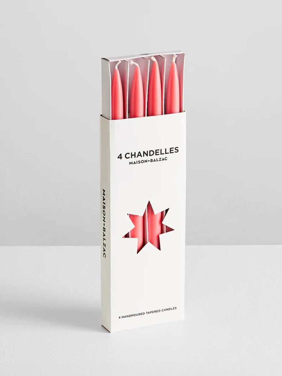 Chandelles Tapered Candles in Raspberry - 4 Pack