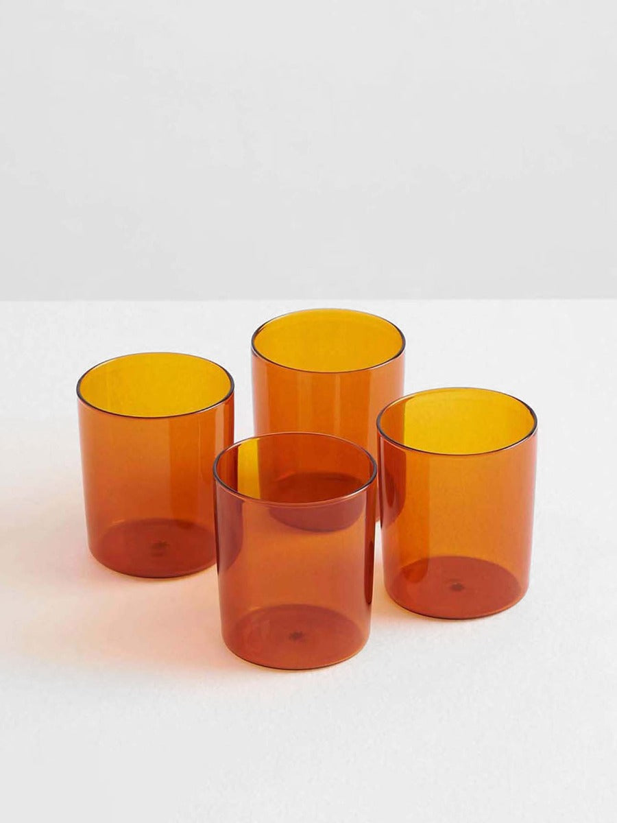 Drinking Glasses in Amber - Set of 4