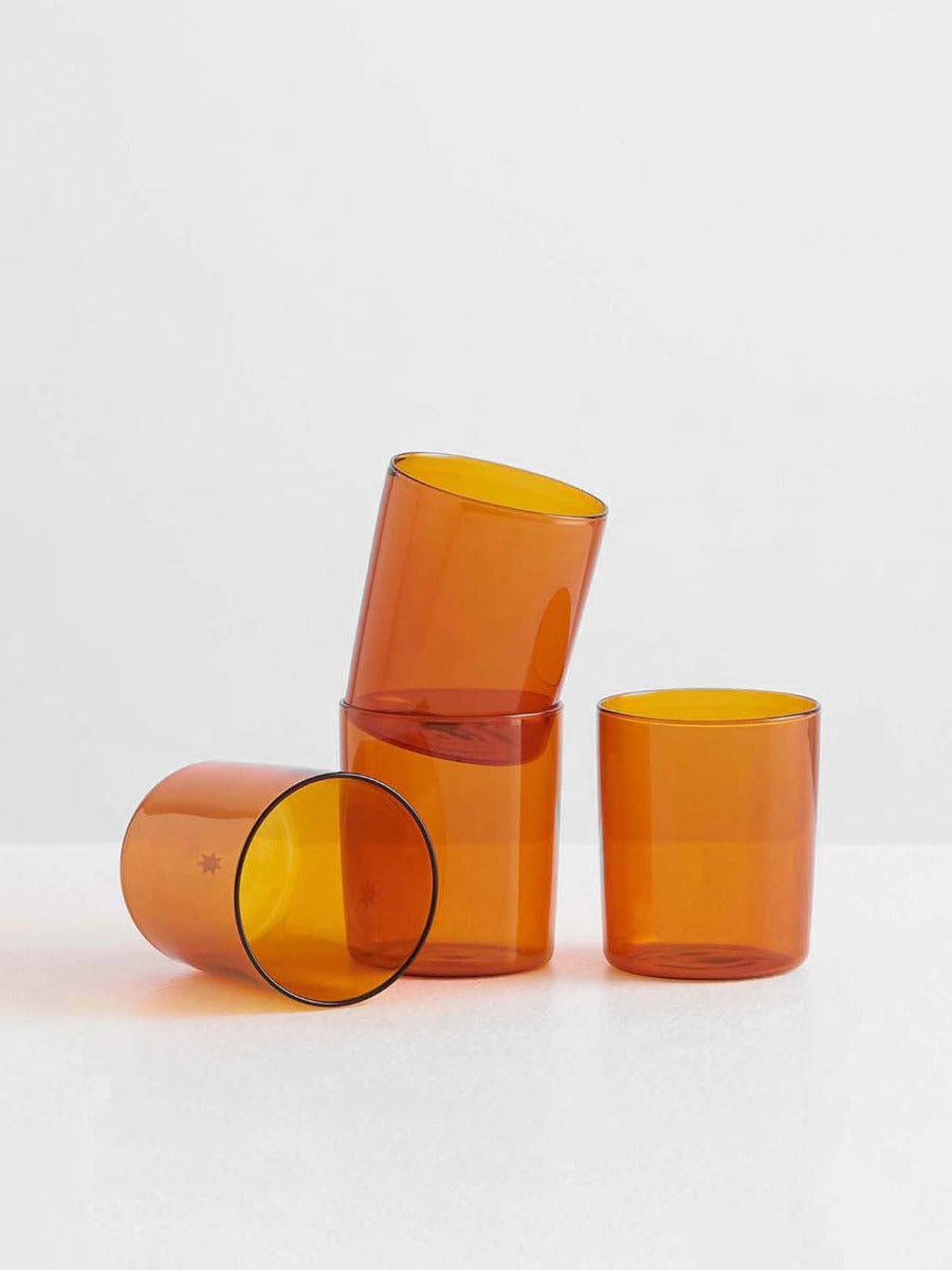 Drinking Glasses in Amber - Set of 4