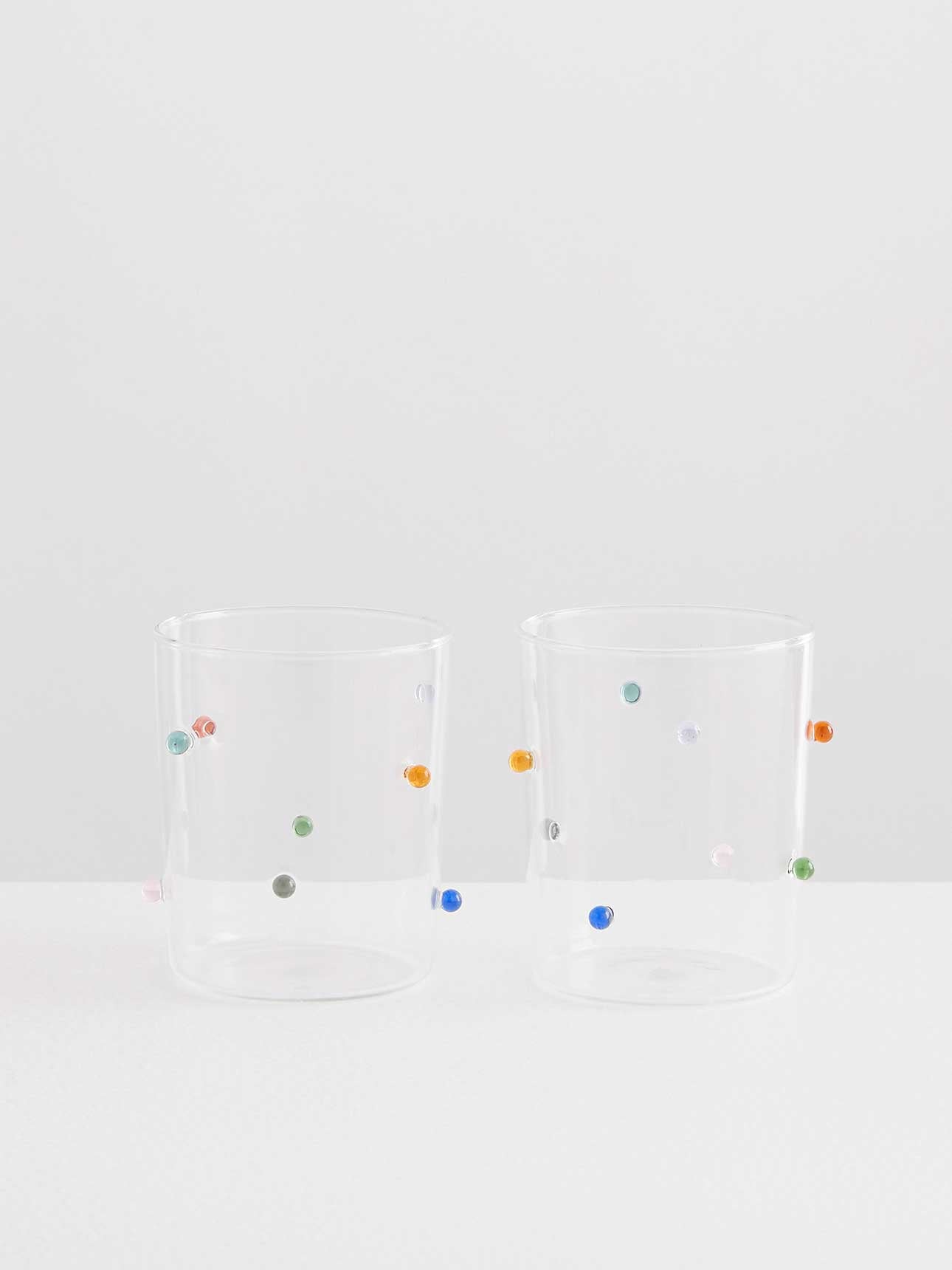 Pomponette Goblet Set in Clear/Multi