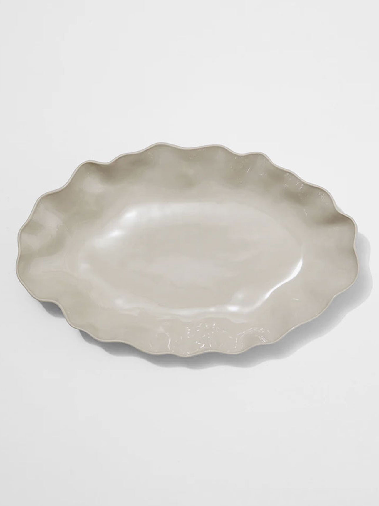 Ruffle Rectangle Platter Stone - XL
