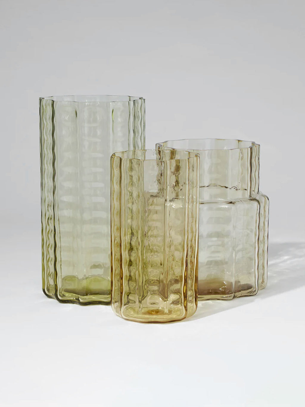 Ripple Glass Vase in Honey Pillar
