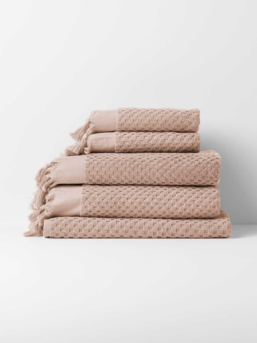 Milos Bath Towel Set in Pink Clay