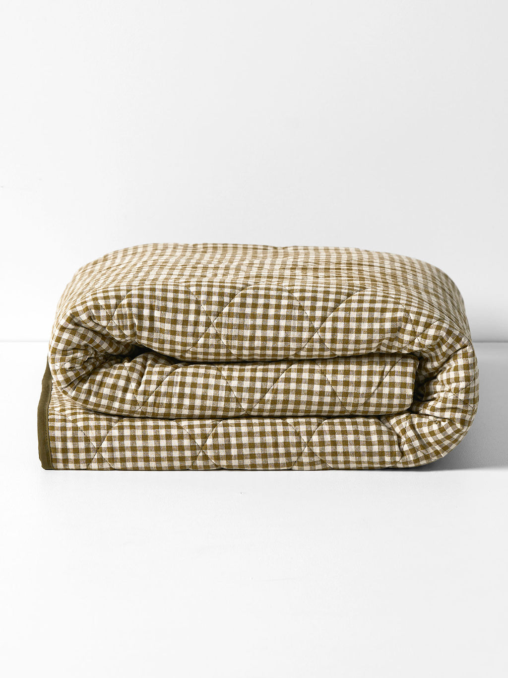 Mini Gingham Coverlet in Olive