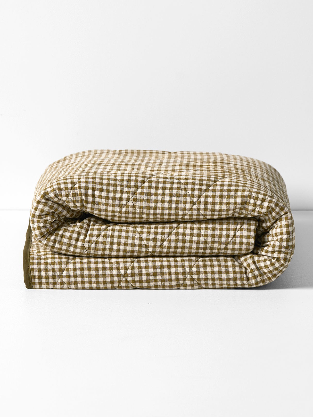 Mini Gingham Coverlet in Olive