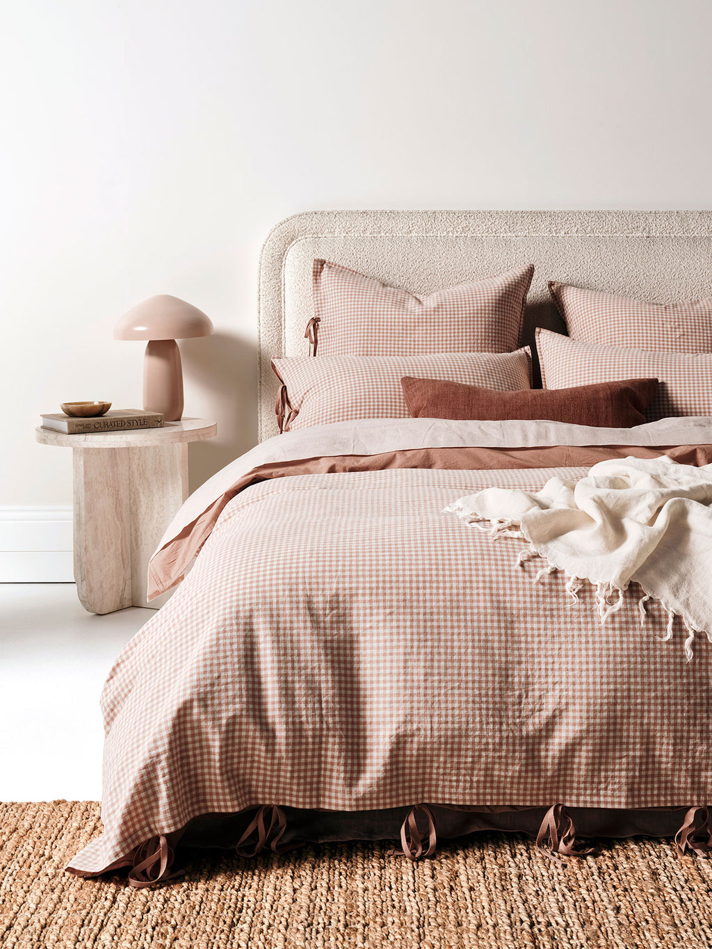 Vintage Linen Fringe Throw in Sand