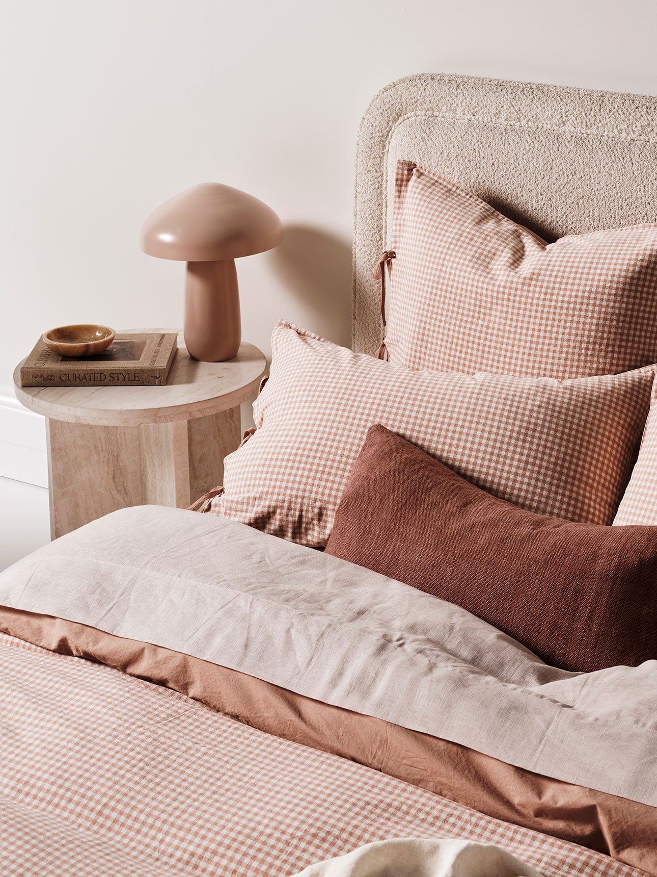 Mini Gingham European Pillowcase in Clay