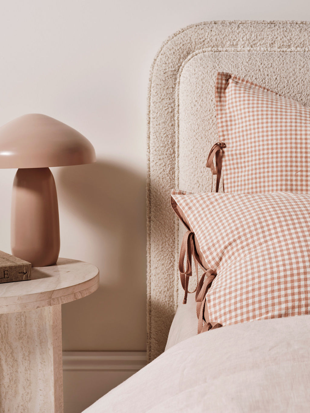 Mini Gingham Standard Pillowcase in Clay
