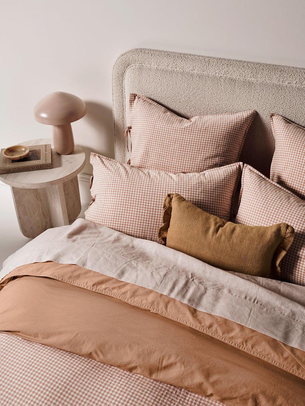 Mini Gingham European Pillowcase in Clay