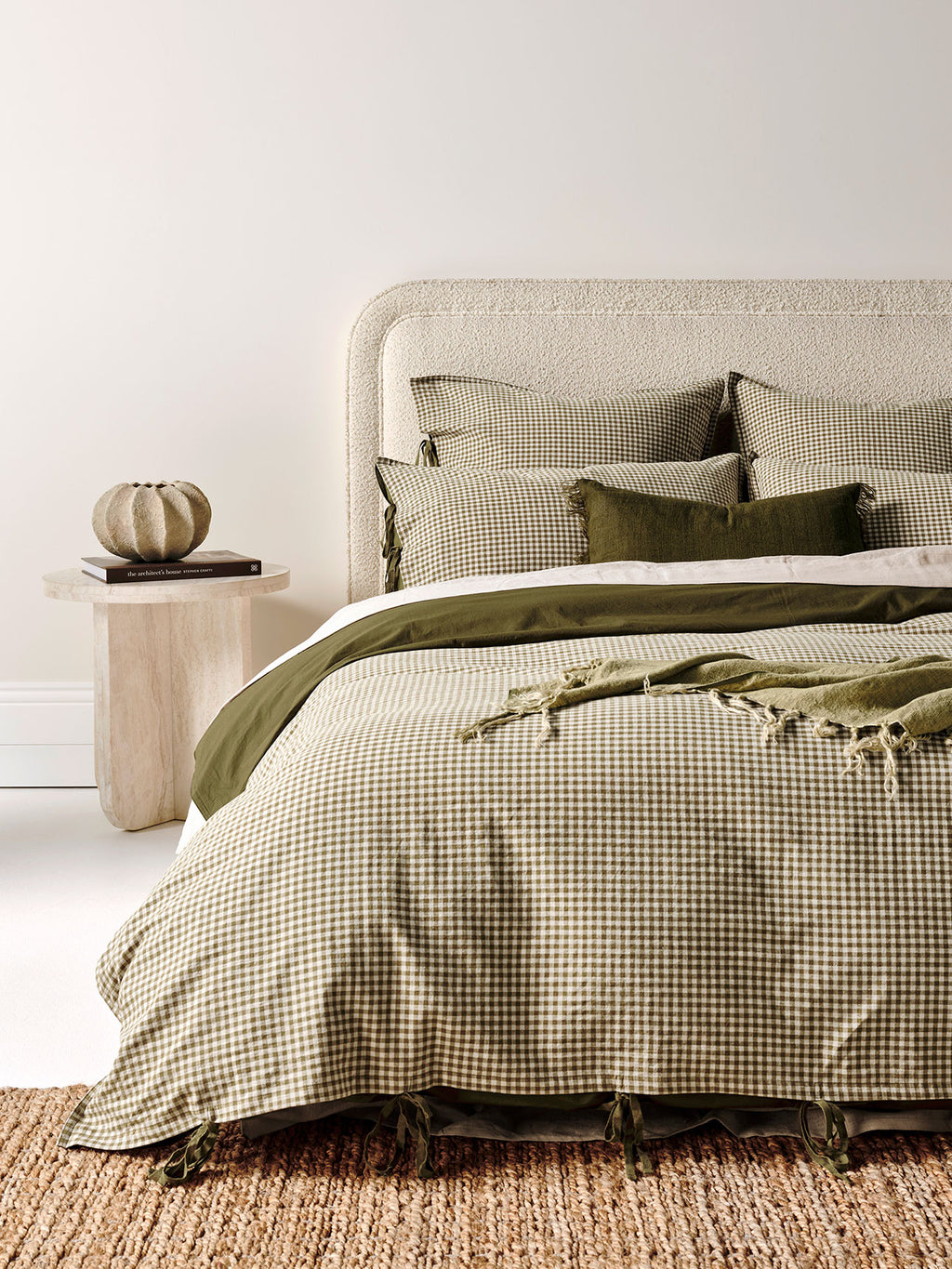 Mini Gingham Quilt Cover in Olive