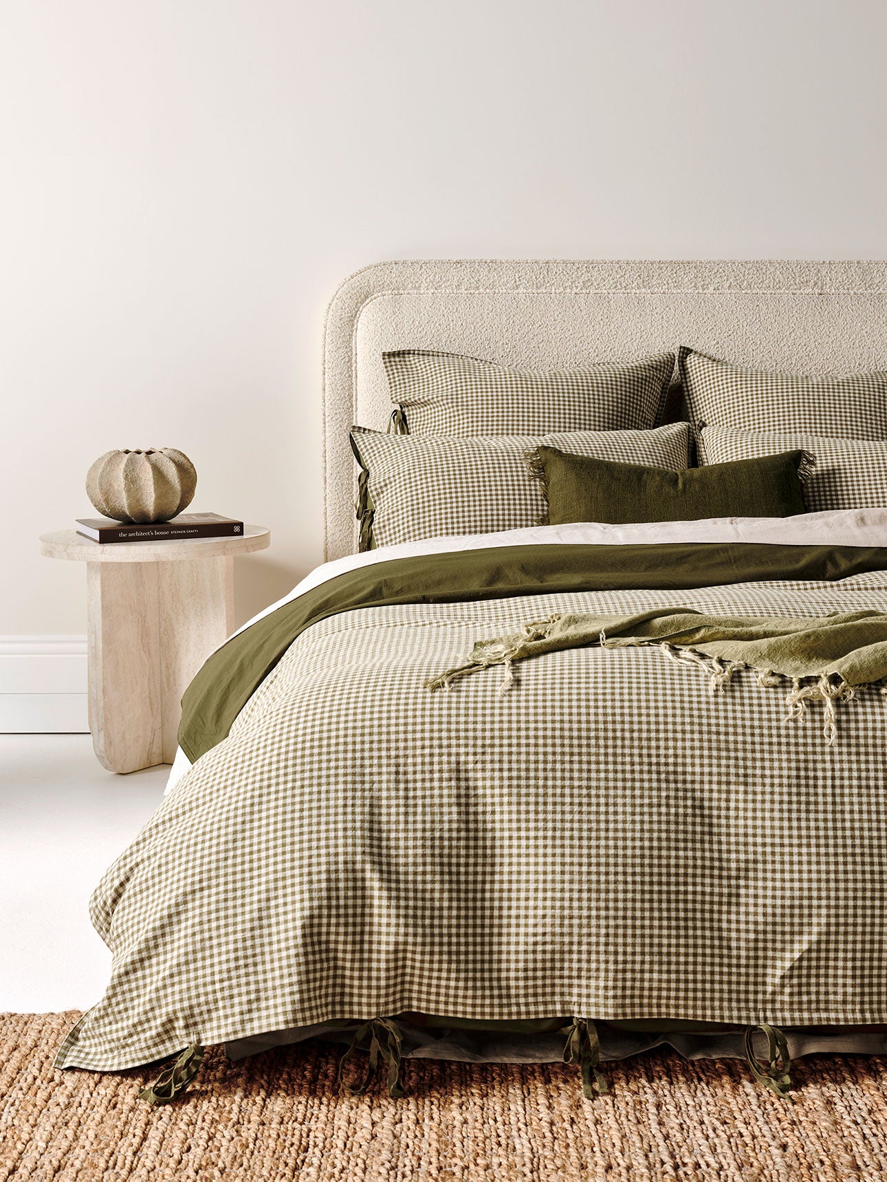 Mini Gingham Standard Pillowcase in Olive