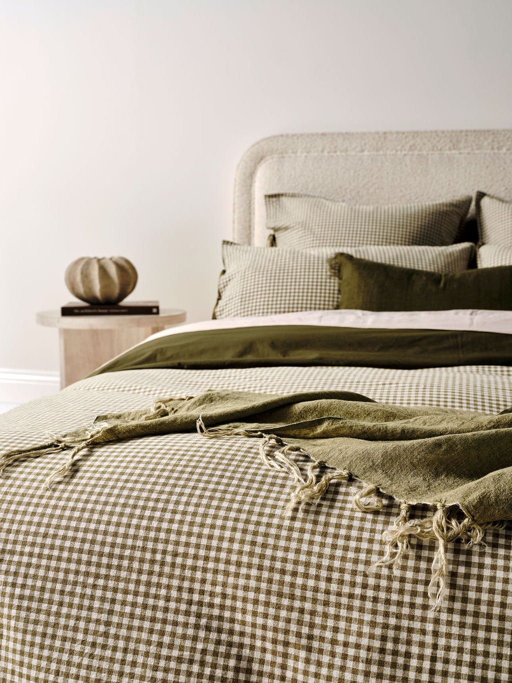 Mini Gingham Quilt Cover in Olive