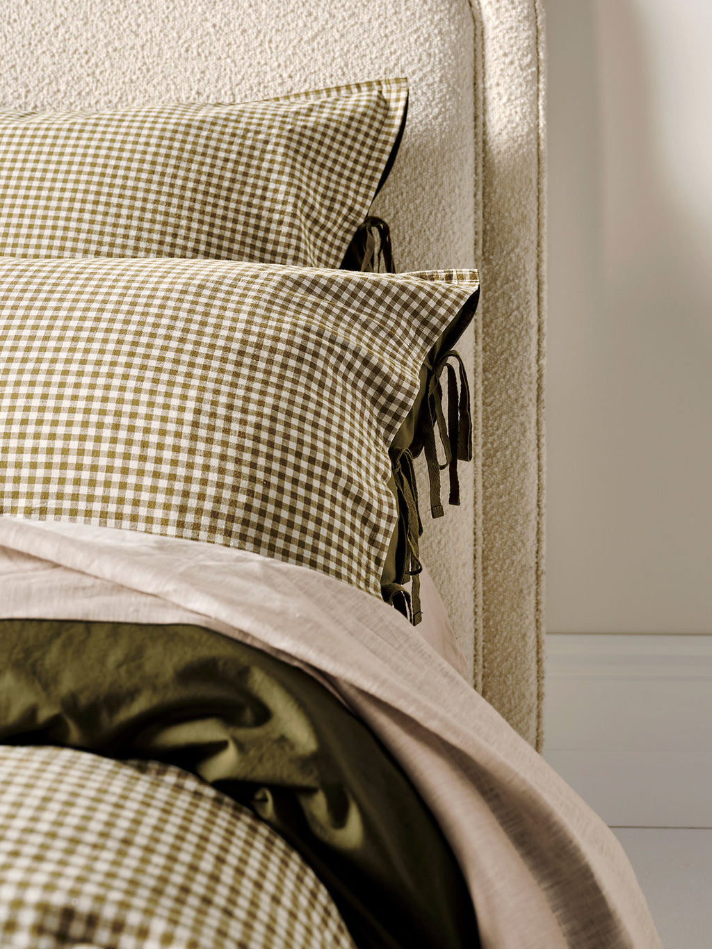 Mini Gingham Quilt Cover in Olive