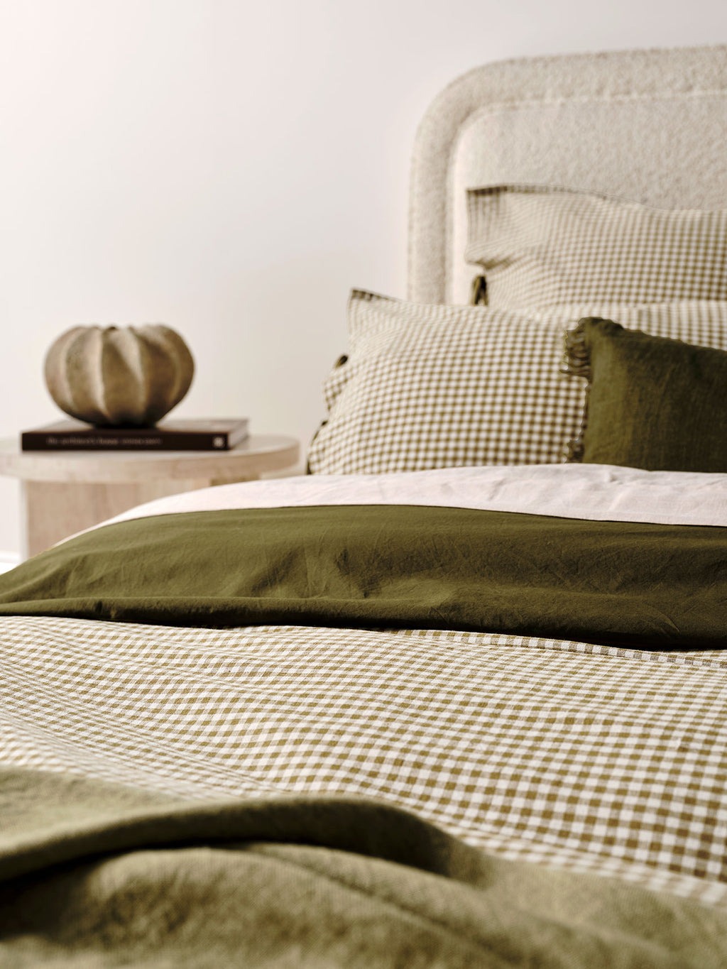Mini Gingham Quilt Cover in Olive
