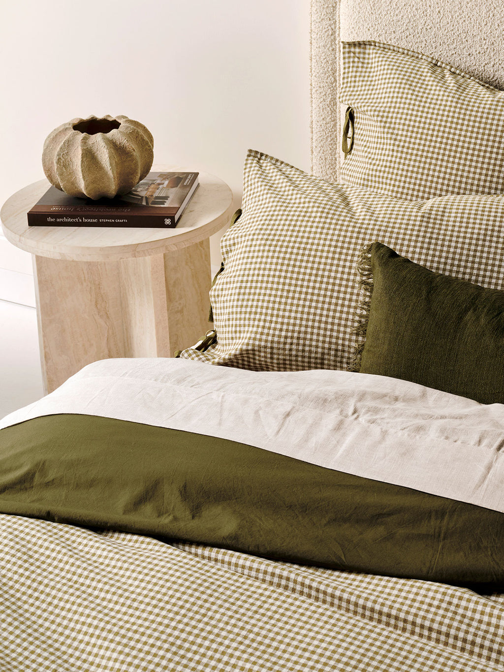 Mini Gingham Quilt Cover in Olive