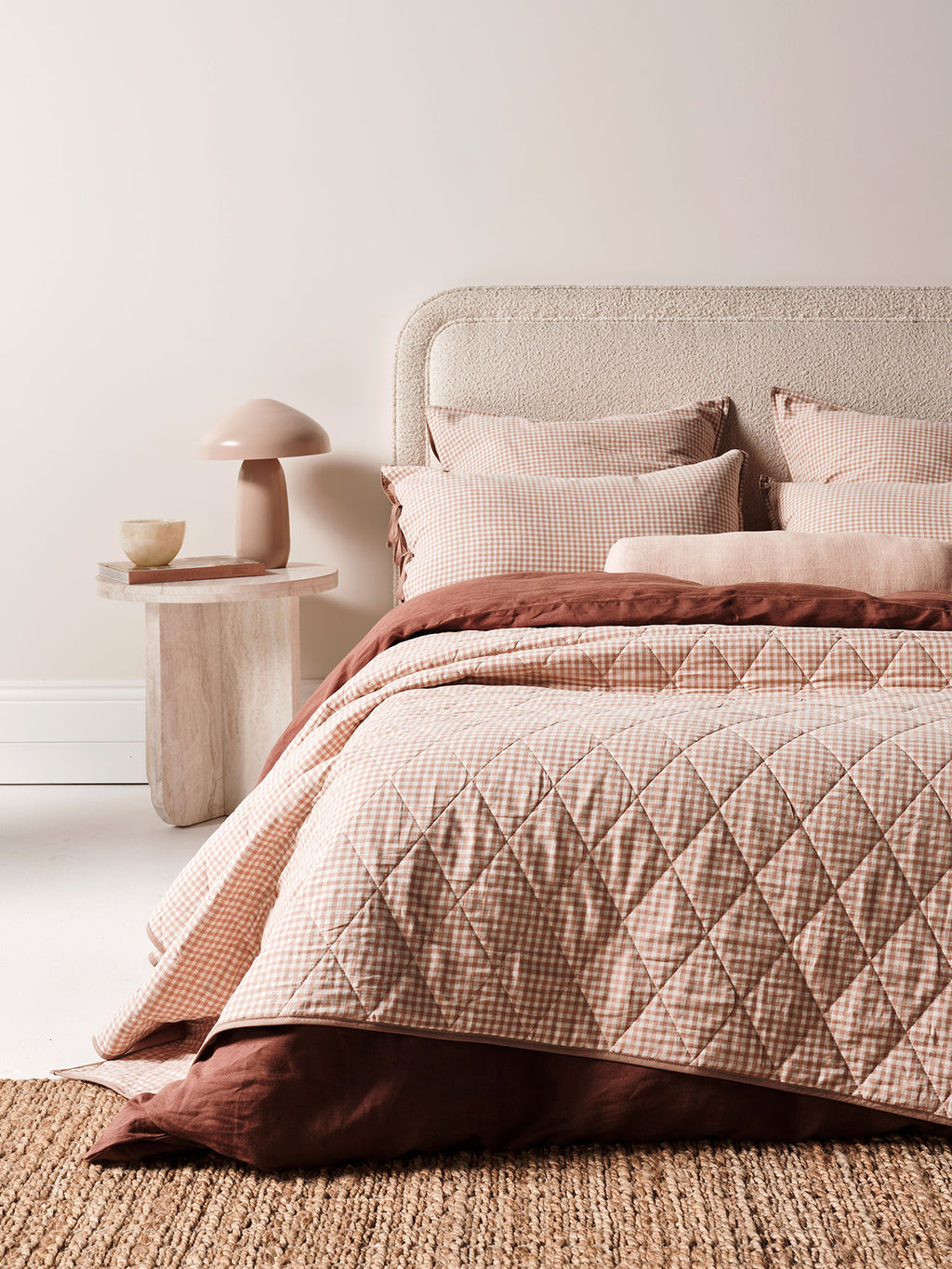 Mini Gingham Coverlet in Clay