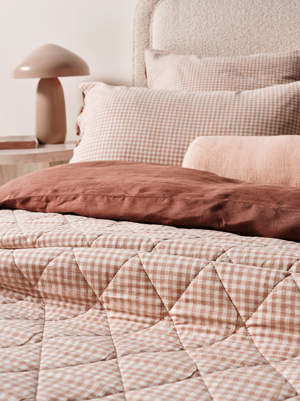 Mini Gingham Coverlet in Clay