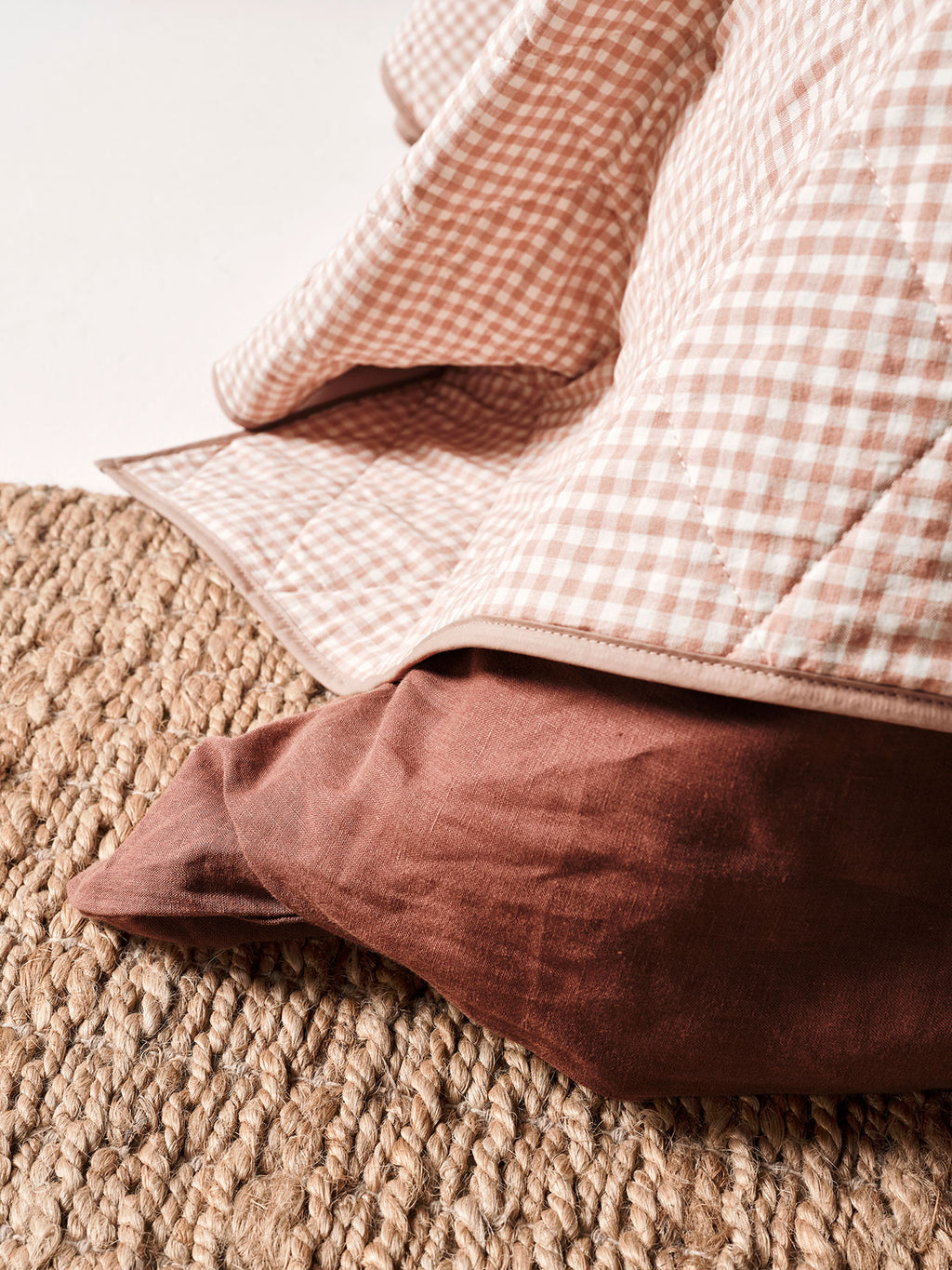 Mini Gingham Coverlet in Clay