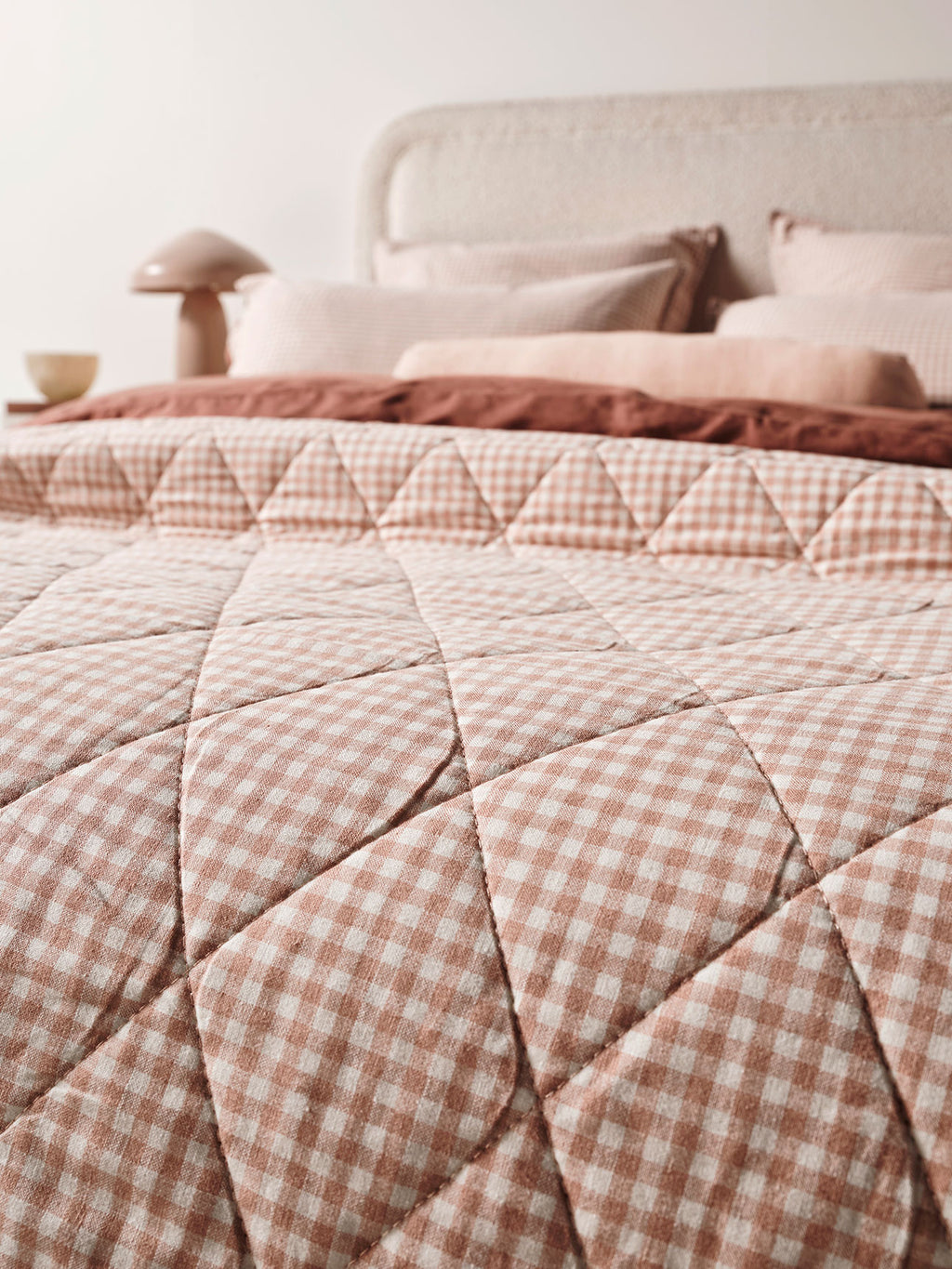 Mini Gingham Coverlet in Clay
