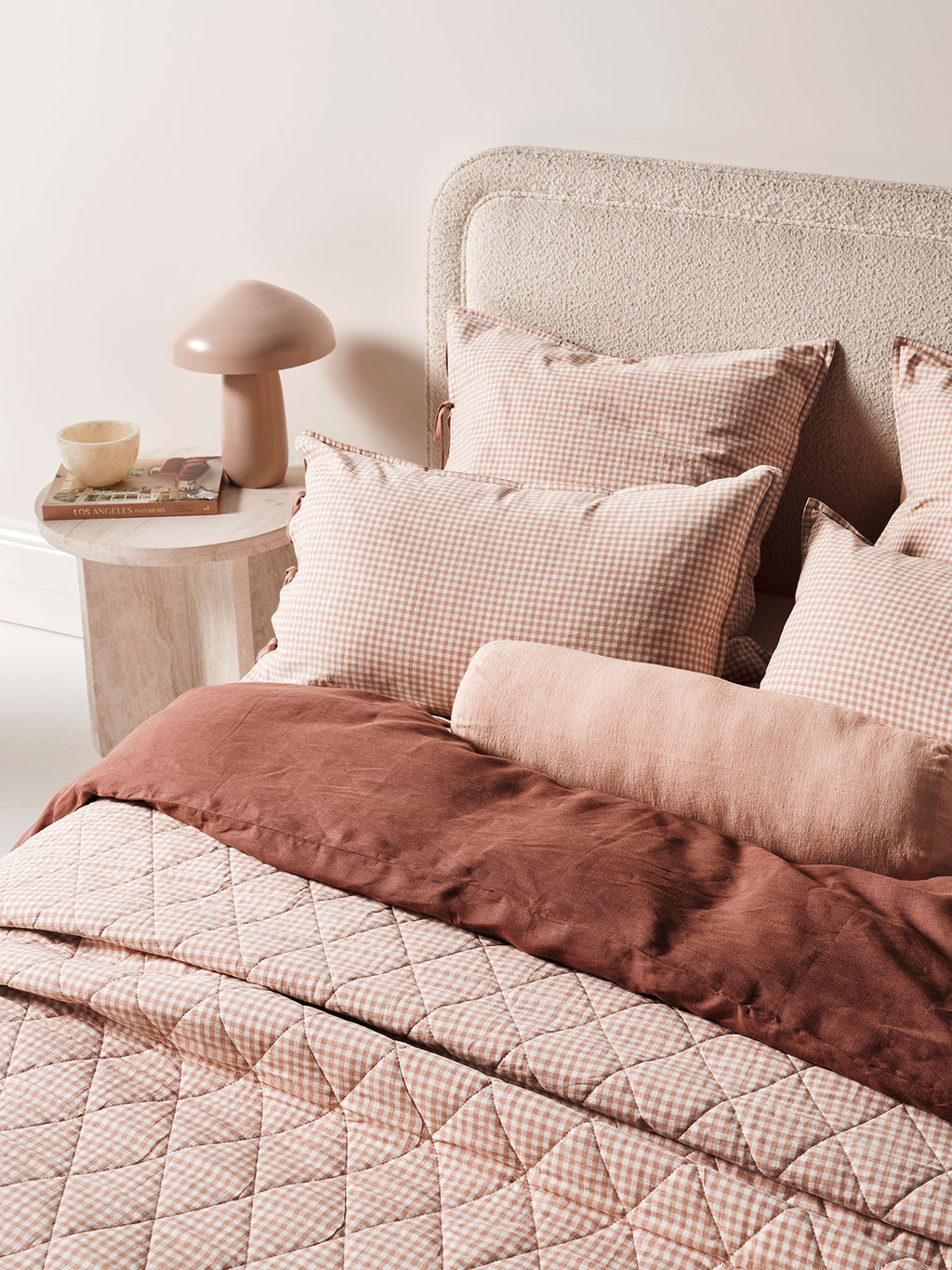 Mini Gingham Coverlet in Clay