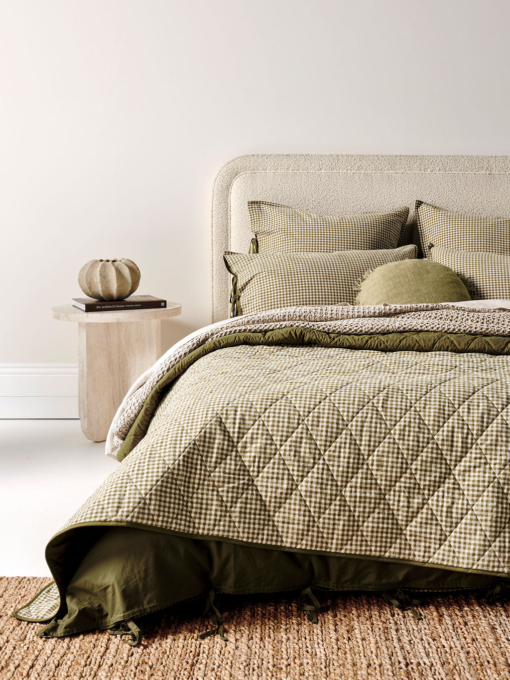 Mini Gingham Coverlet in Olive