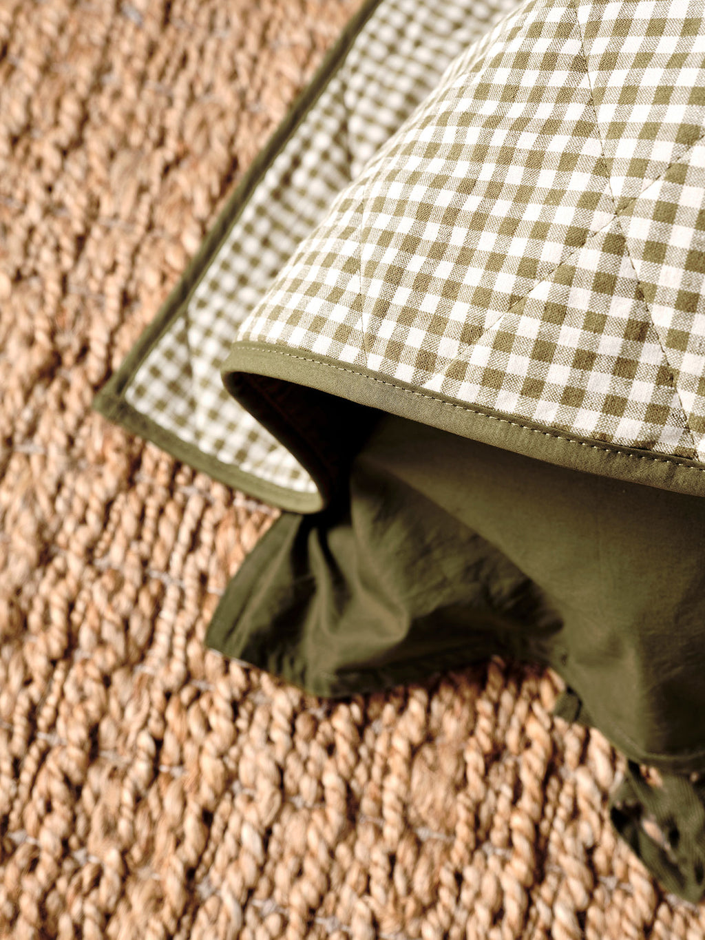Mini Gingham Coverlet in Olive