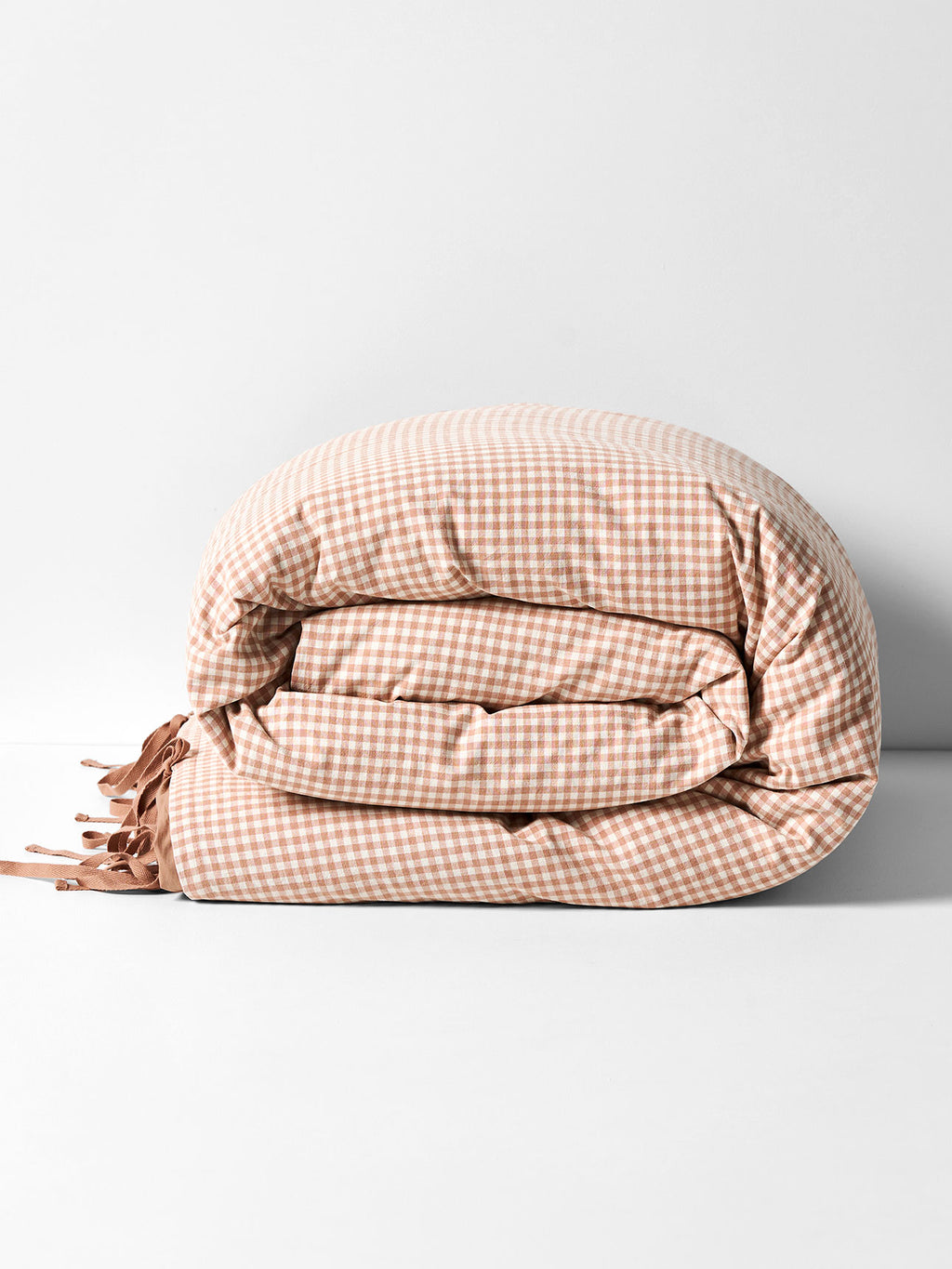 Mini Gingham Quilt Cover in Clay