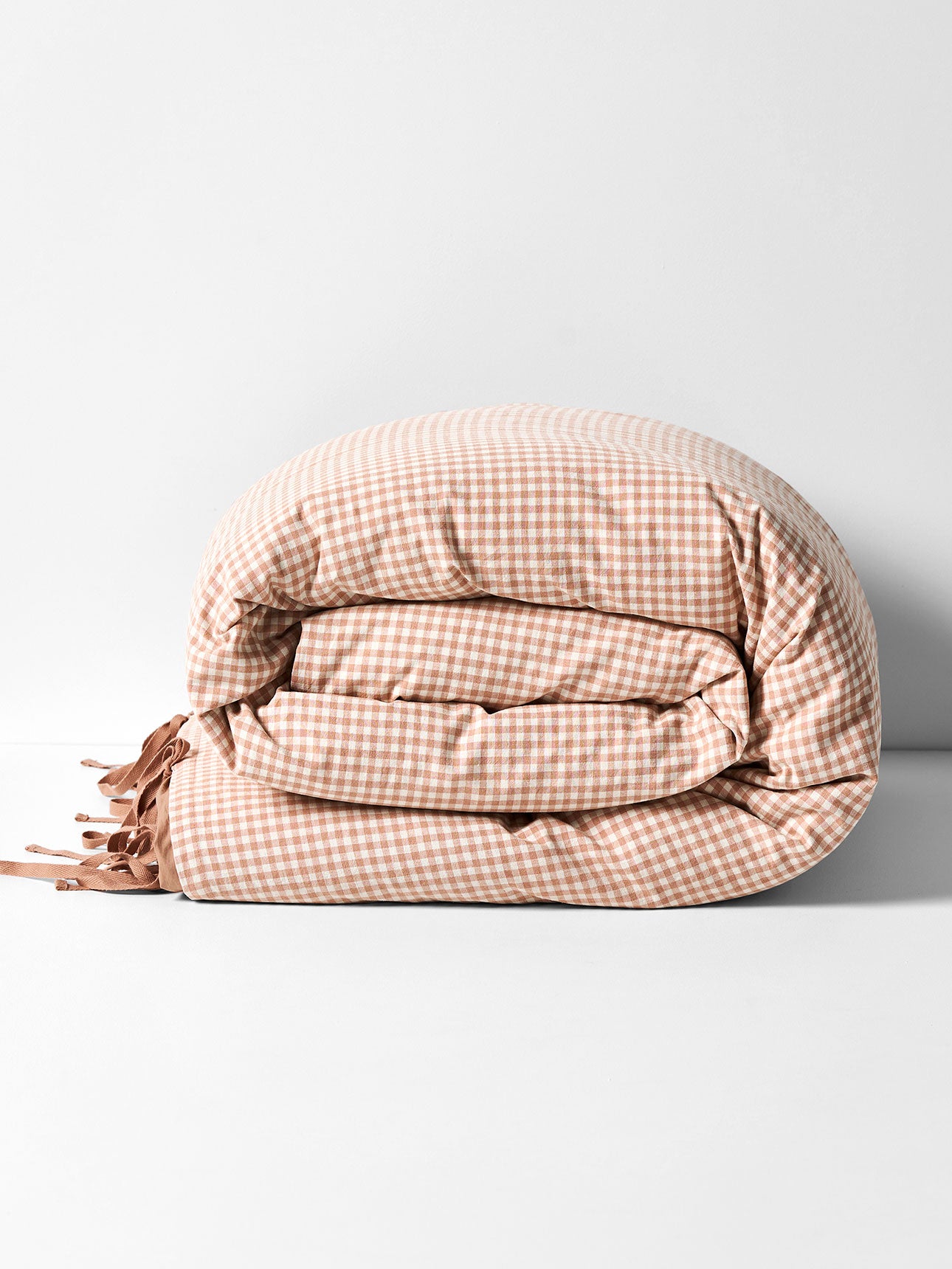 Mini Gingham Quilt Cover in Clay