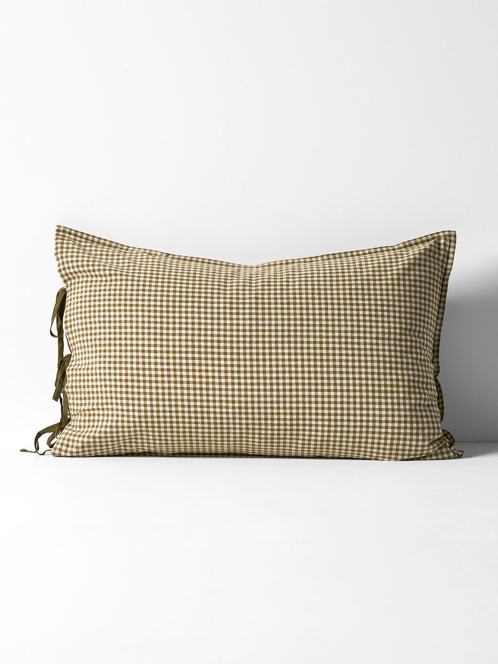 Mini Gingham Standard Pillowcase in Olive