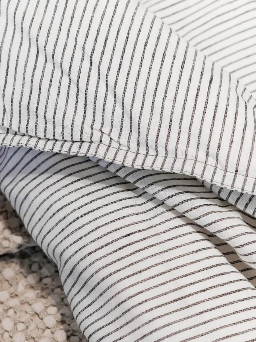 Mini Stripe Quilt Cover in Smoke