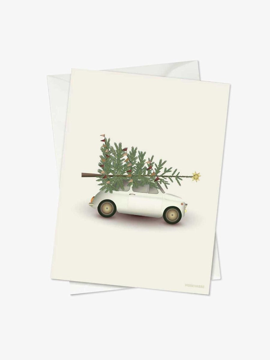 Tree and Little Car - Christmas Card