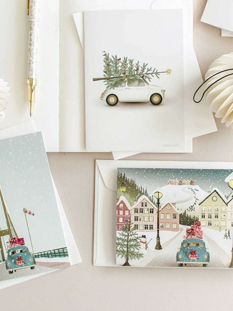 Tree and Little Car - Christmas Card
