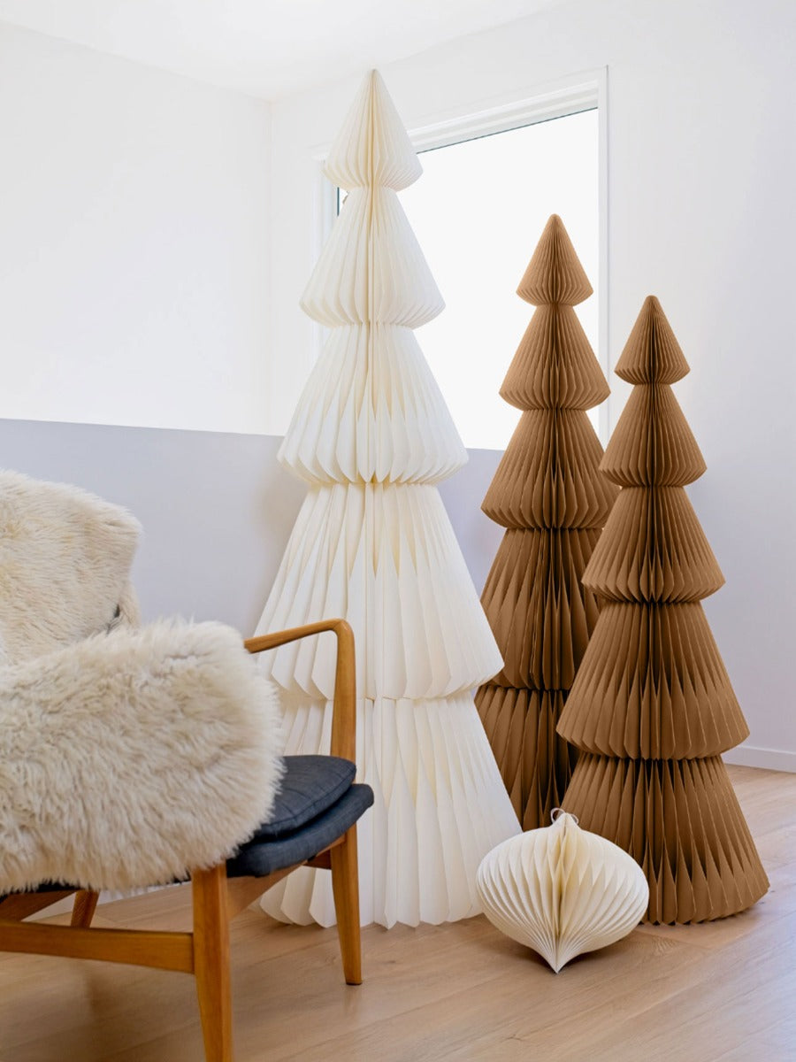 Evergreen Paper Standing Tree in Antique White - 130cm