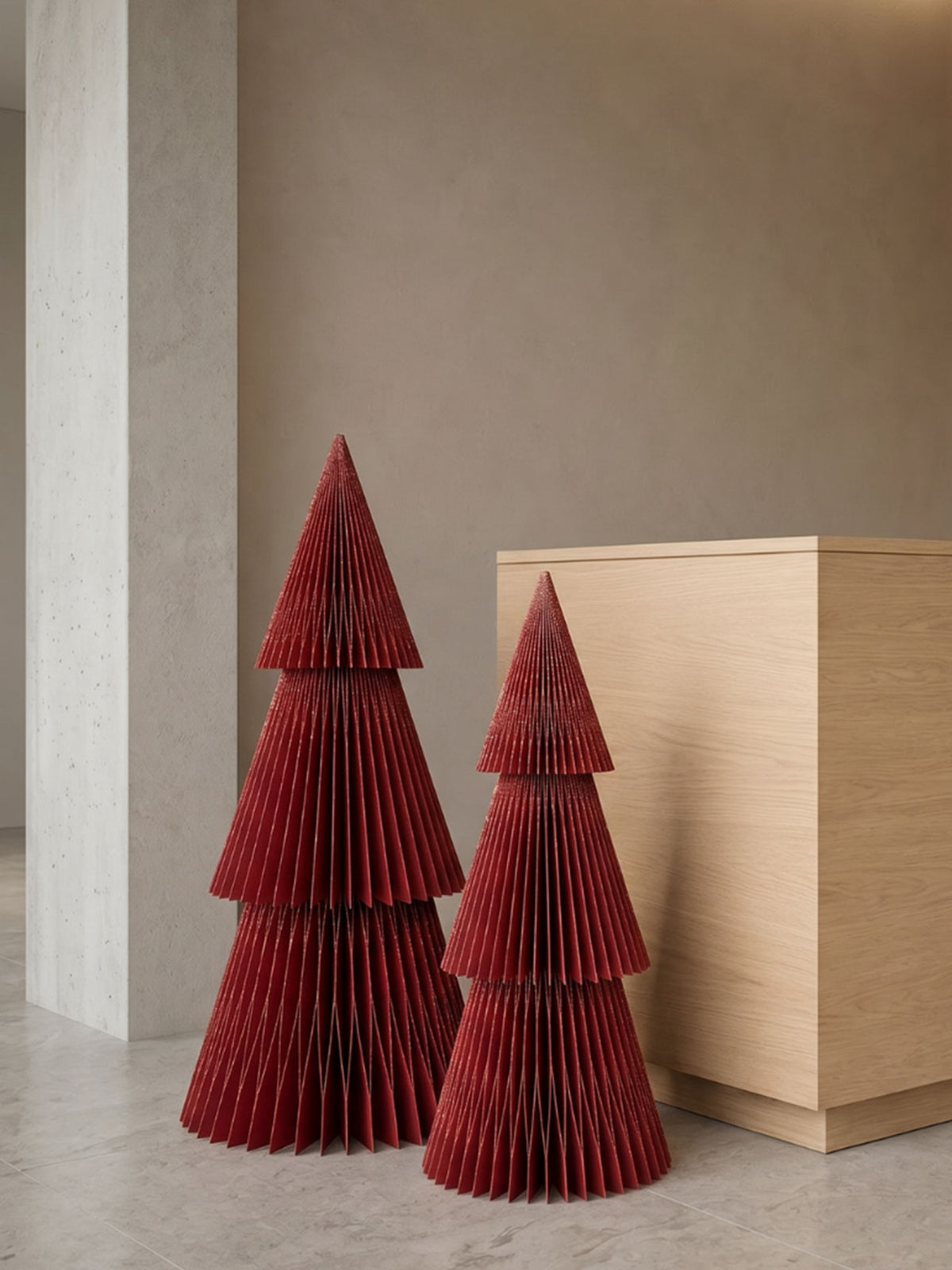 Glitter Edge Deluxe Paper Standing Tree in Classic Red - 80cm