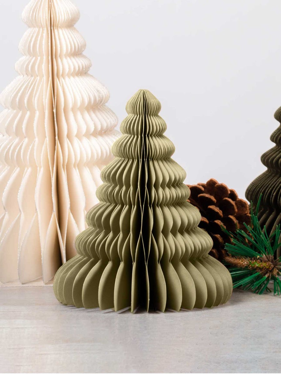 Glitter Edge Standing Christmas Tree in Olive - 20cm