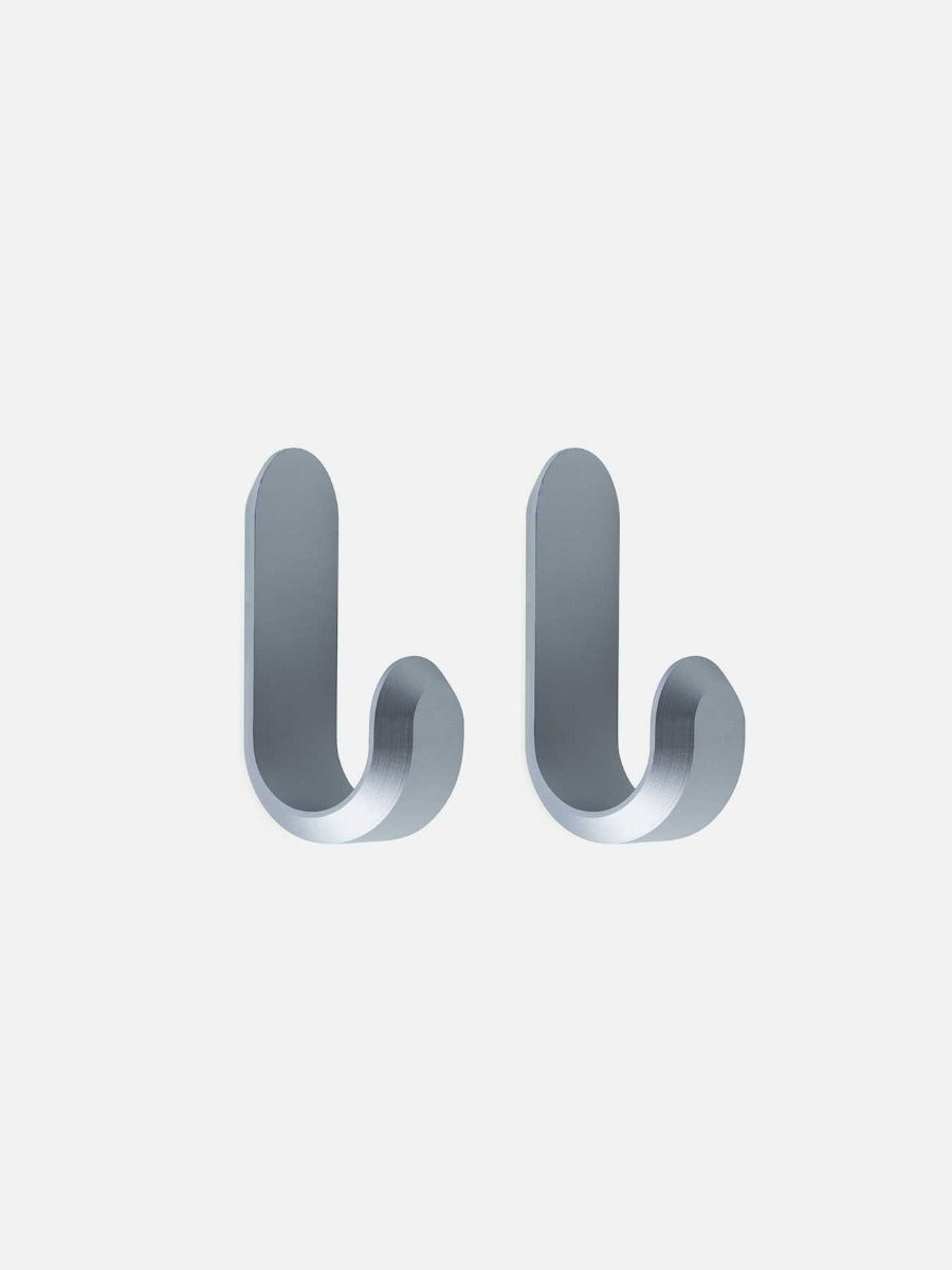 Curve Mini Hook in Matte Silver - Set of 2