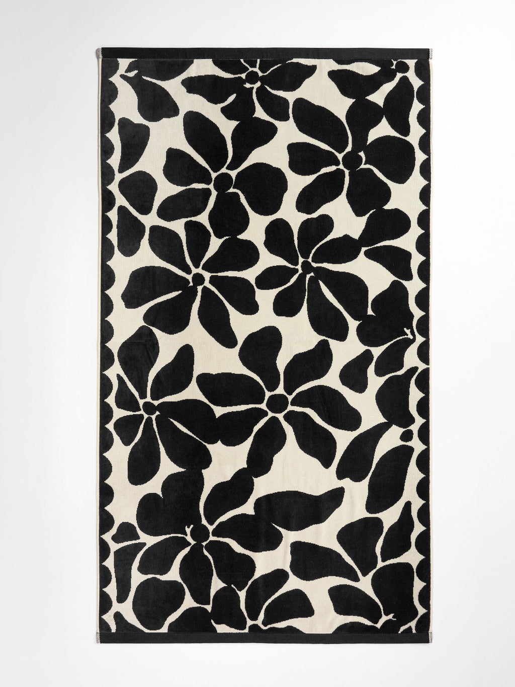 Palma Petal Australian Cotton Beach Towel in Black & Sand
