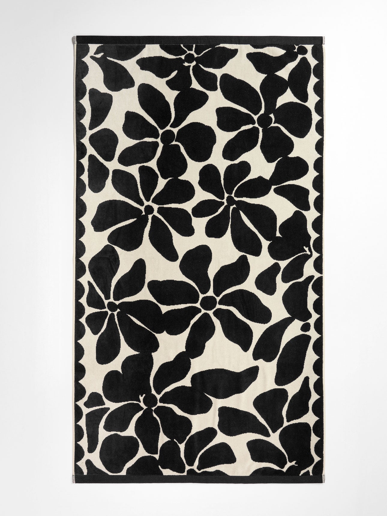Palma Petal Australian Cotton Beach Towel in Black & Sand