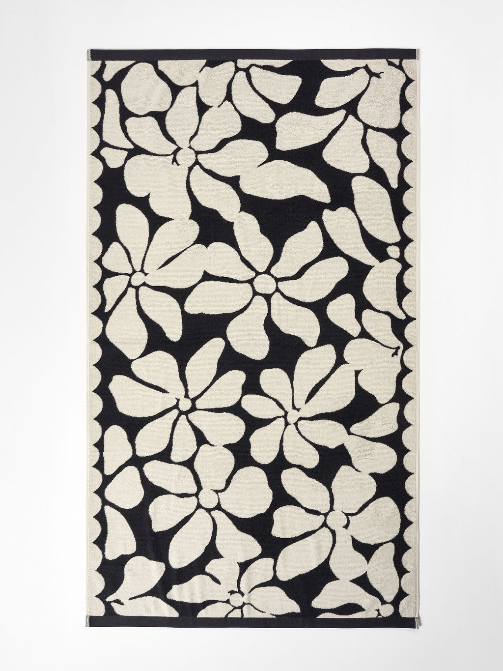 Palma Petal Australian Cotton Beach Towel in Black & Sand