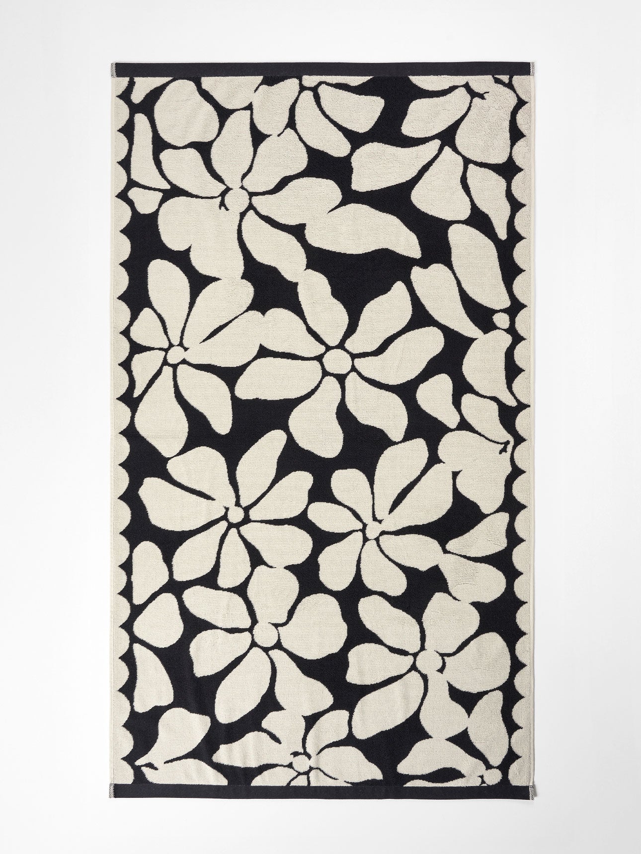 Palma Petal Australian Cotton Beach Towel in Black & Sand