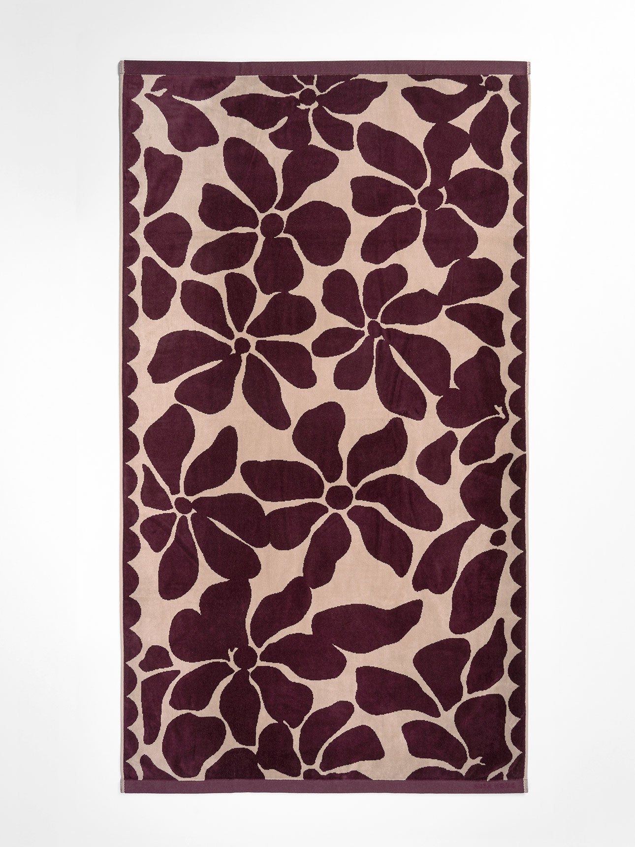Palma Petal Australian Cotton Beach Towel in Mulberry & Shell