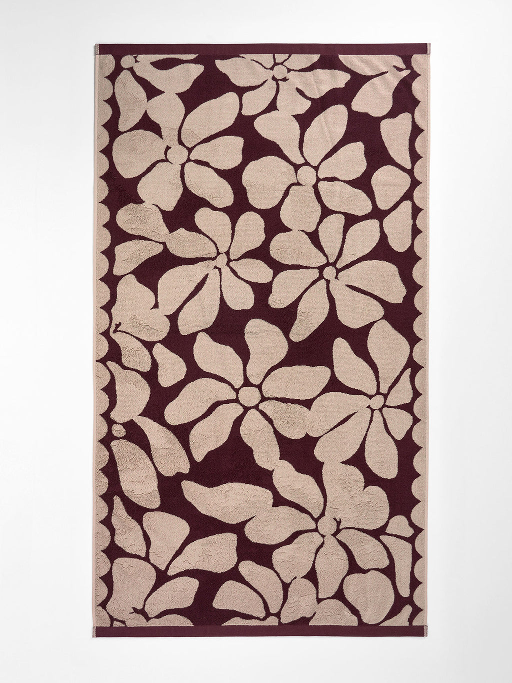 Palma Petal Australian Cotton Beach Towel in Mulberry & Shell