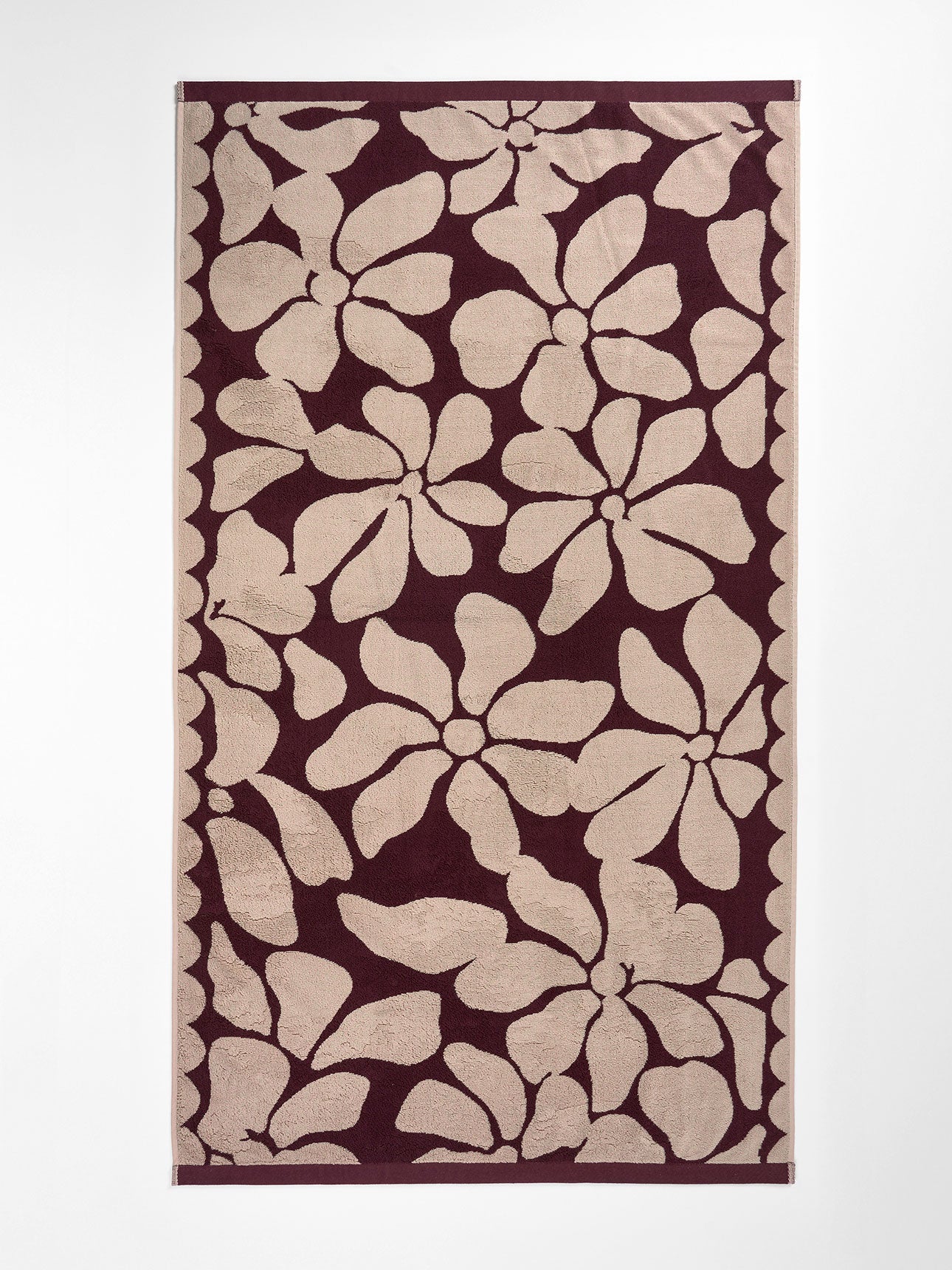 Palma Petal Australian Cotton Beach Towel in Mulberry & Shell