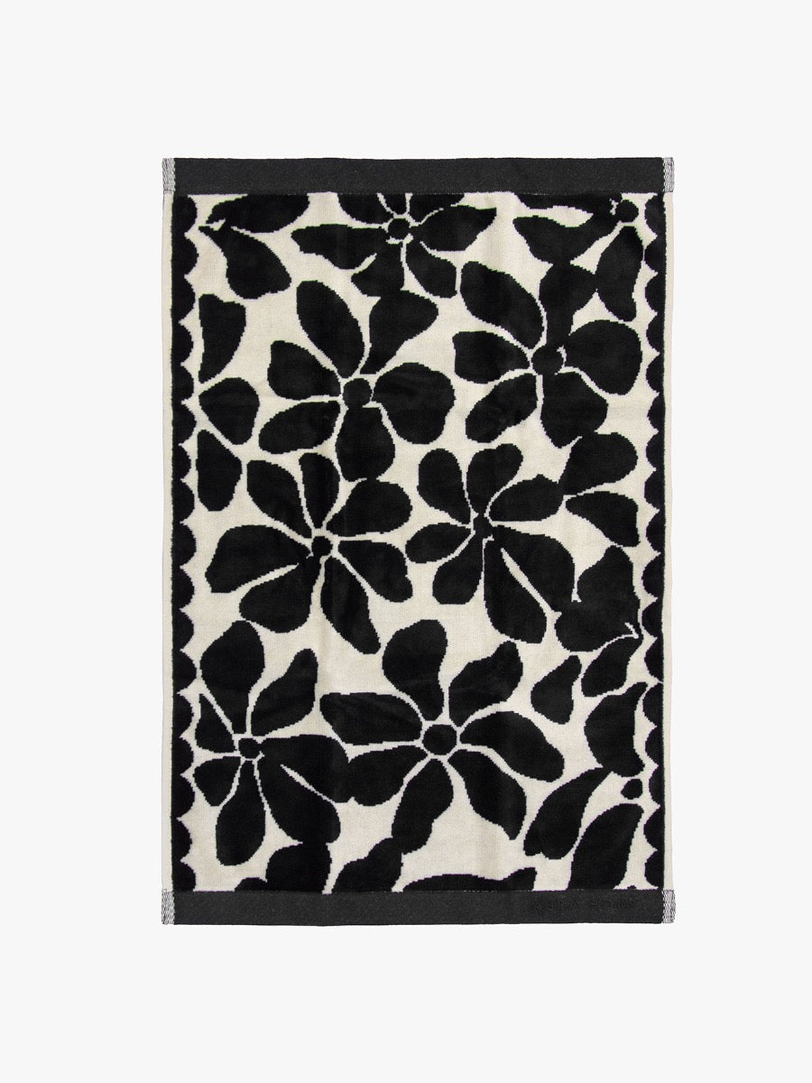 Palma Petal Hand Towel in Black & Sand