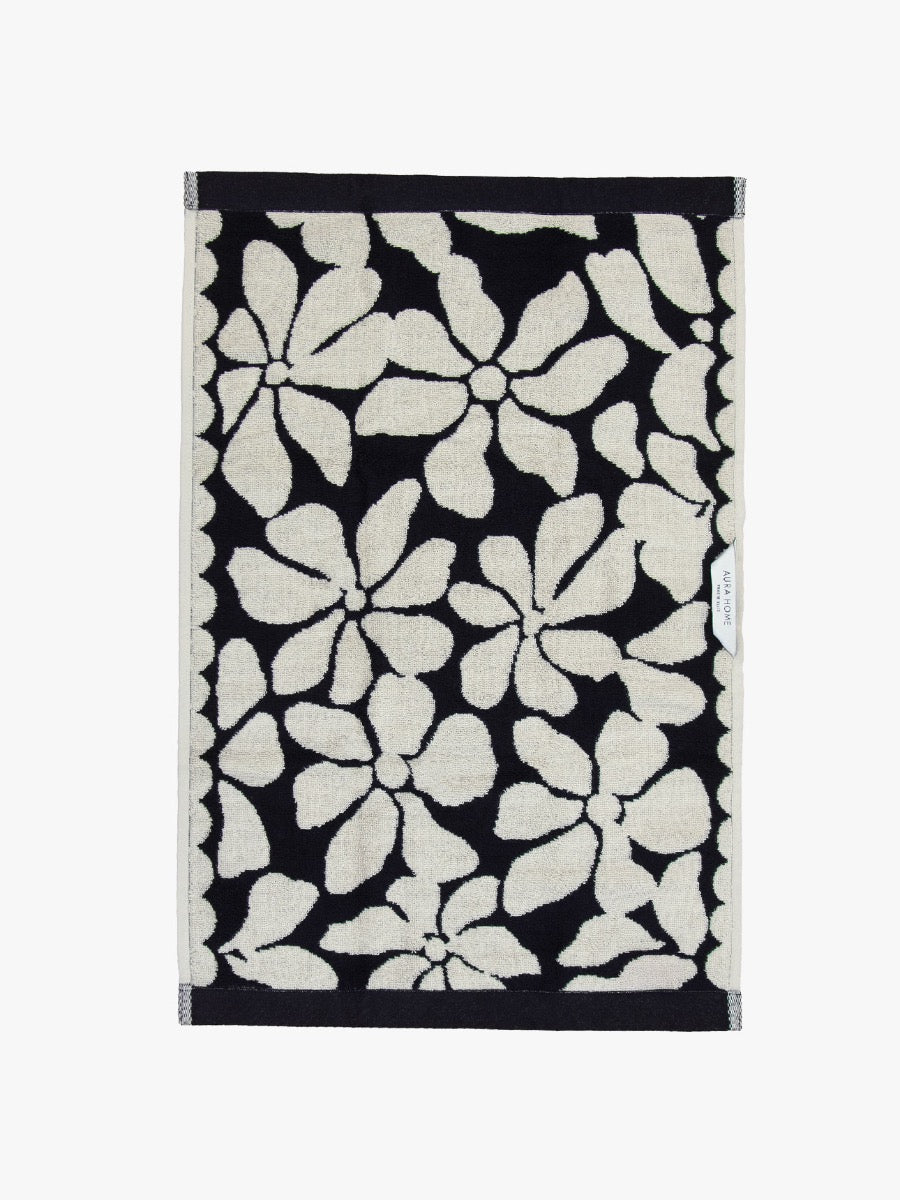 Palma Petal Hand Towel in Black & Sand