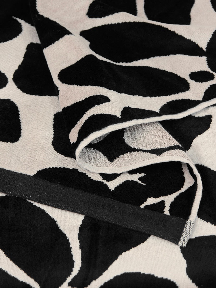 Palma Petal Hand Towel in Black & Sand