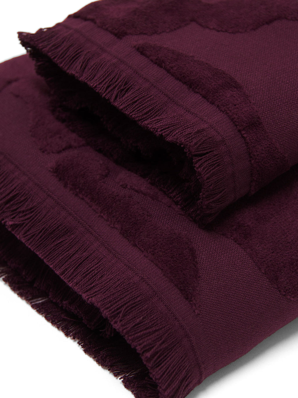 Palma Fringe Bath Towel in Mulberry
