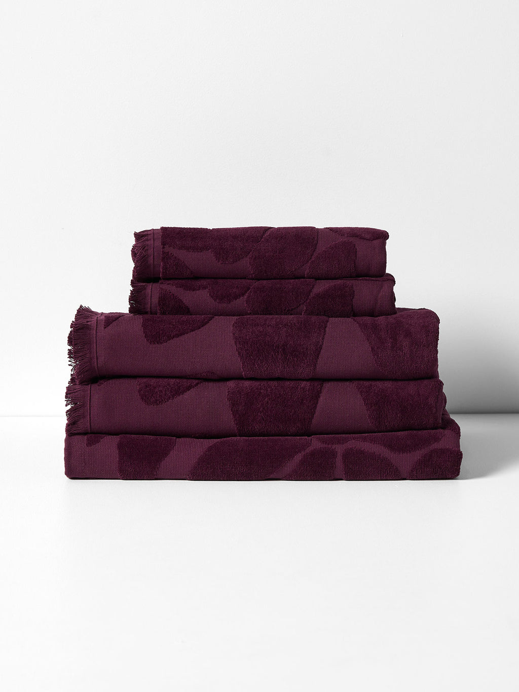Palma Fringe Bath Towel Set in Mulberry