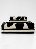 Palma Petal & Stripe Bath Towel Set in Black & Sand