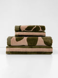 Palma Petal & Stripe Bath Towel Set in Caper & Shell